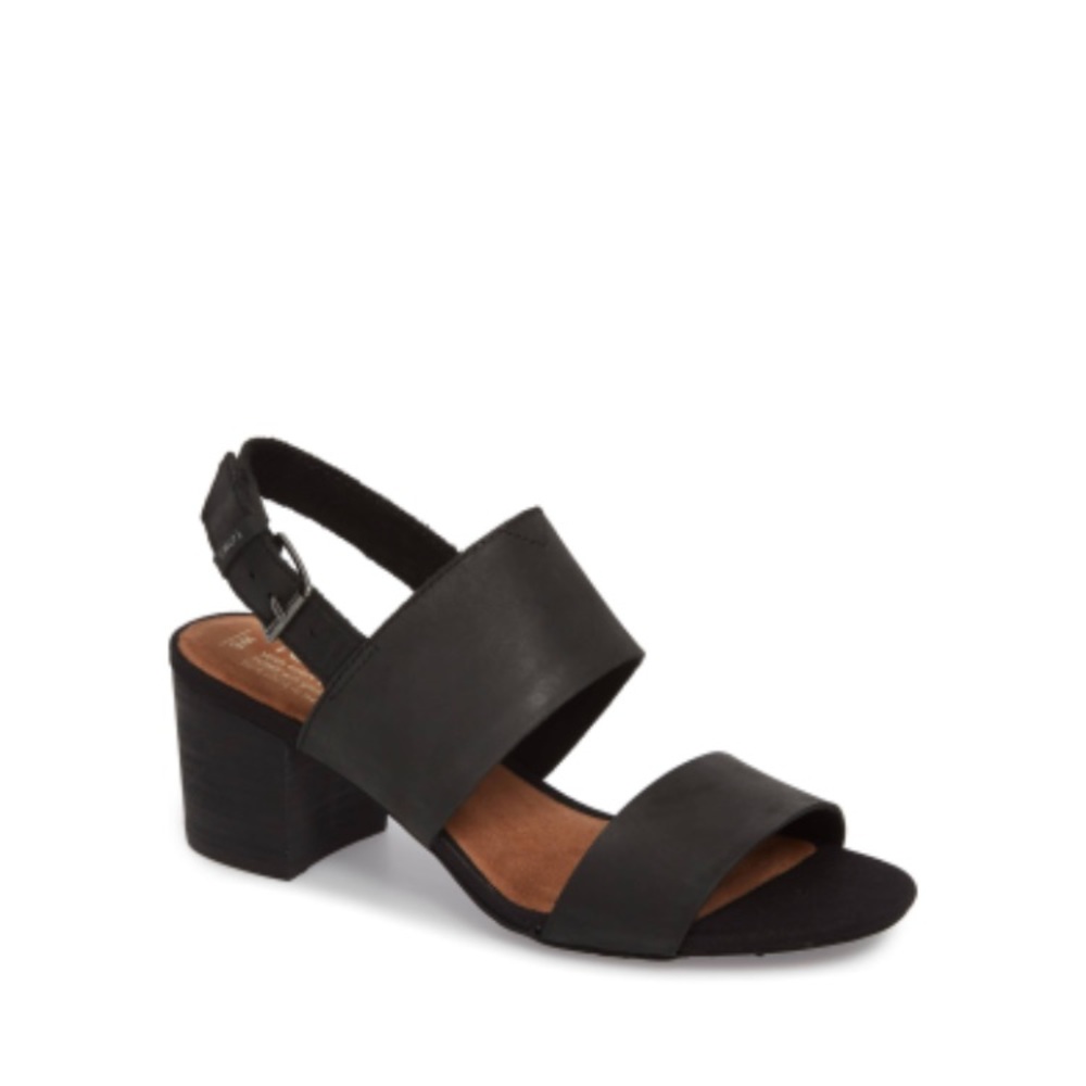 TOMs poppy sandals in black leather